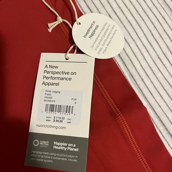 VUORI Never Worn Brand New With Tags Women’s Stride Legging Poppy - Picture 7 of 7
